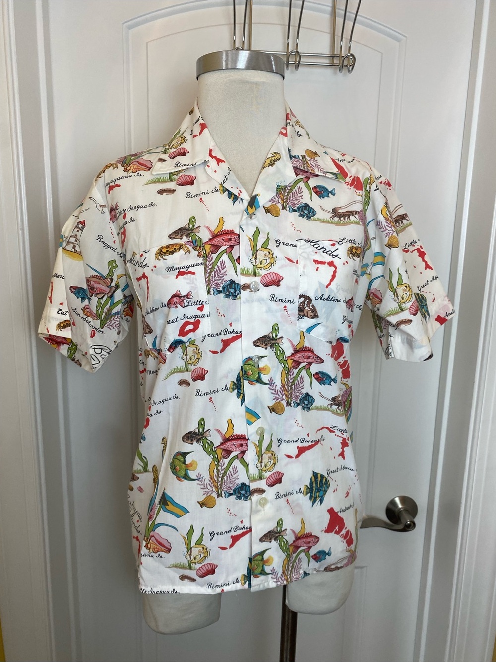 Windswept In The Bahamas Button Down Fish Island Shirt XS